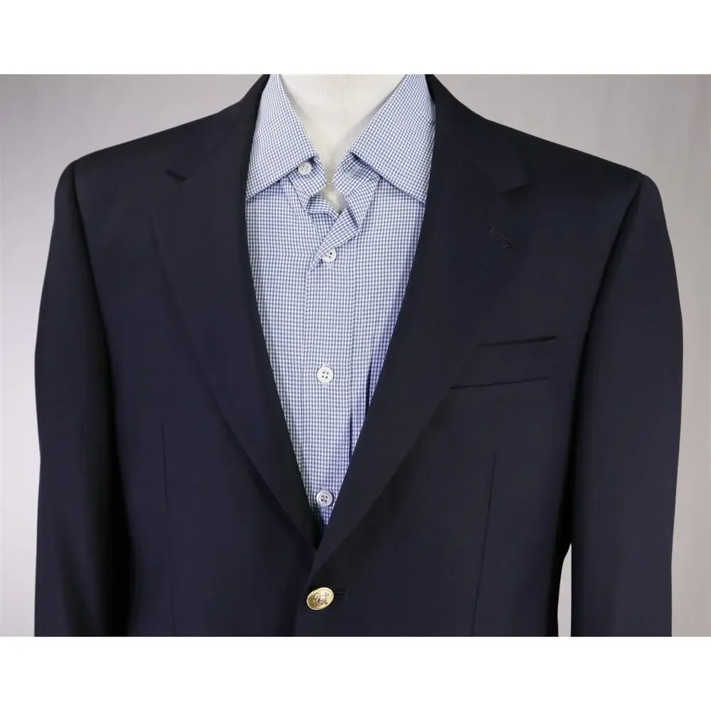 Lauren Ralph Lauren Navy Blue Gold Metal Buttons 2-Btn Wool Blazer Jacket 38S